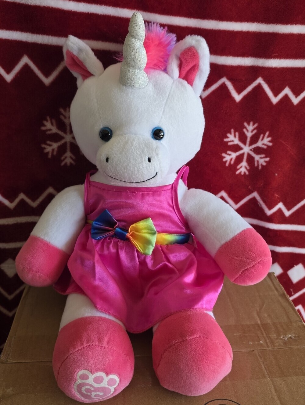 2019 Build a Bear Color Craze Unicorn White Rainbow Plush Stuffed BABW